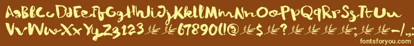 DkWinterberry-fontti – keltaiset fontit ruskealla taustalla