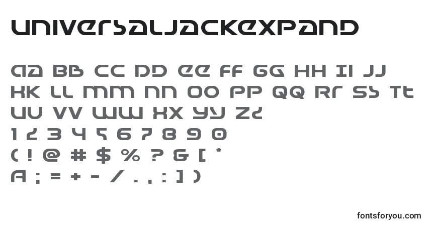 A fonte Universaljackexpand – alfabeto, números, caracteres especiais