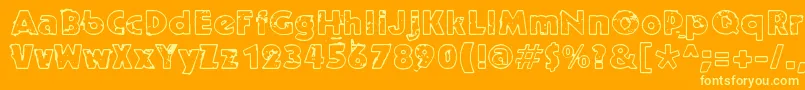 Ruoste-Schriftart – Gelbe Schriften auf orangefarbenem Hintergrund