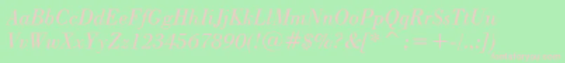 BodoniBookItalicBt Font – Pink Fonts on Green Background