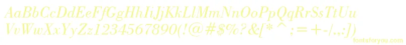 BodoniBookItalicBt-Schriftart – Gelbe Schriften