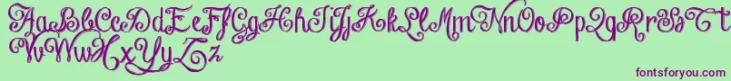 ChalkHandLetteringShadedDemo Font – Purple Fonts on Green Background