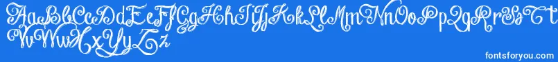 Czcionka ChalkHandLetteringShadedDemo – białe czcionki na niebieskim tle