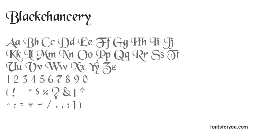 Fuente Blackchancery - alfabeto, números, caracteres especiales