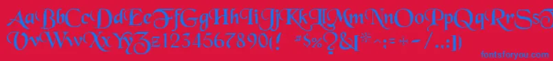 フォントBlackchancery – 赤い背景に青い文字