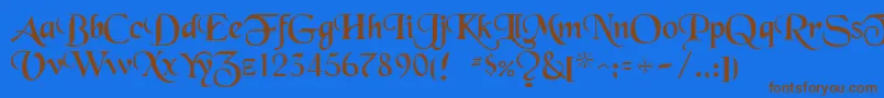 Blackchancery Font – Brown Fonts on Blue Background