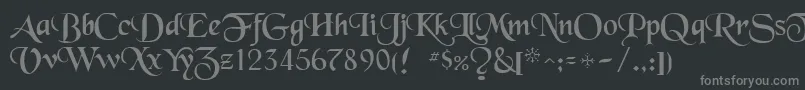 Blackchancery-fontti – harmaat kirjasimet mustalla taustalla