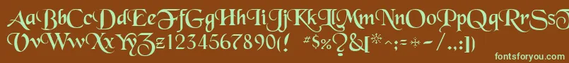 Blackchancery-fontti – vihreät fontit ruskealla taustalla