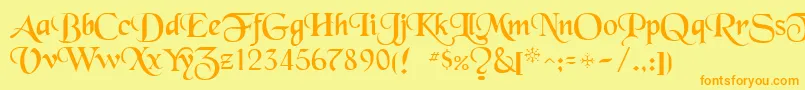 Blackchancery Font – Orange Fonts on Yellow Background