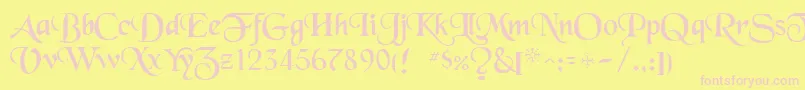 Blackchancery-fontti – vaaleanpunaiset fontit keltaisella taustalla