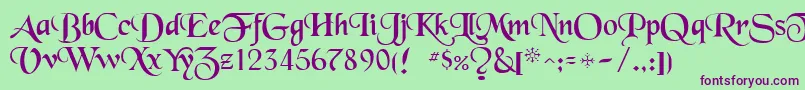 Czcionka Blackchancery – fioletowe czcionki na zielonym tle