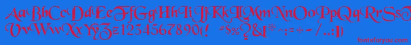 Blackchancery Font – Red Fonts on Blue Background