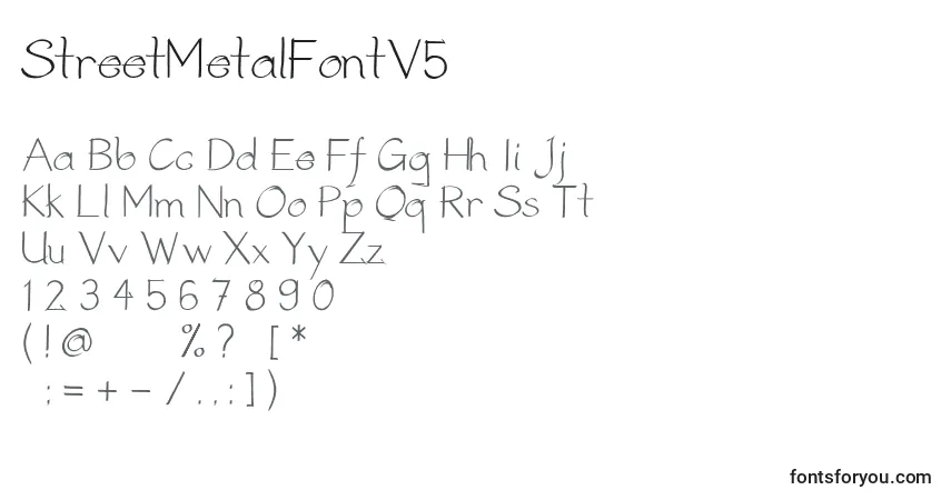 StreetMetalFontV5-fontti – aakkoset, numerot, erikoismerkit