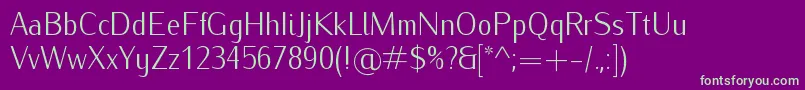 IwonacondlightRegular-fontti – vihreät fontit violetilla taustalla