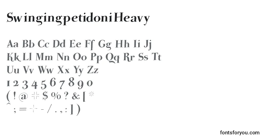 Schriftart SwingingpetidoniHeavy – Alphabet, Zahlen, spezielle Symbole