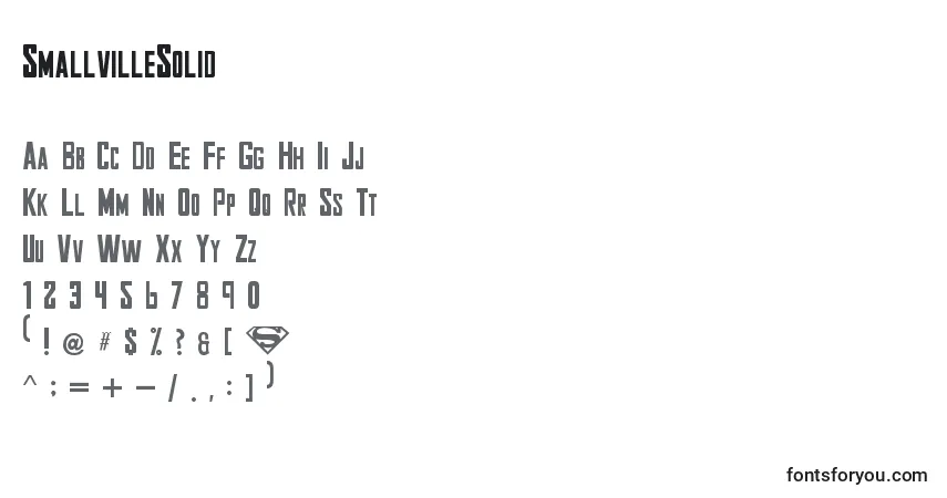 Schriftart SmallvilleSolid – Alphabet, Zahlen, spezielle Symbole