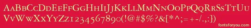 Garamond3SmallCapsOldStyleFigures Font – Yellow Fonts on Red Background