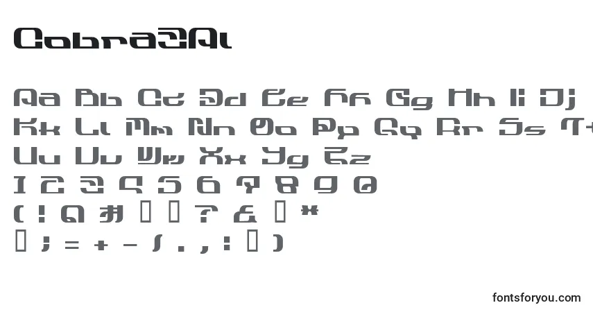 Czcionka Cobra3Al – alfabet, cyfry, specjalne znaki