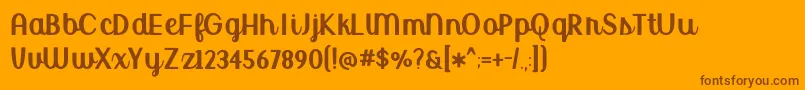 Weitere Informationen zur BmdUptownMarketUpright-Schriftart BmdUptownMarketUpright-Schriftart – Braune Schriften auf orangefarbenem Hintergrund