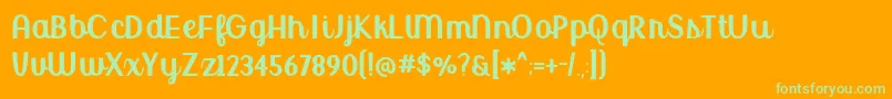 BmdUptownMarketUpright-Schriftart – Grüne Schriften auf orangefarbenem Hintergrund