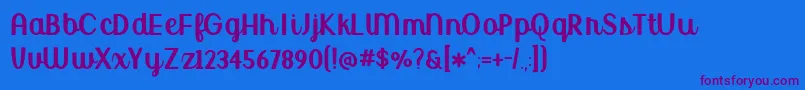 BmdUptownMarketUpright Font – Purple Fonts on Blue Background