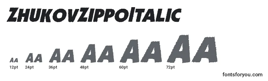 Размеры шрифта ZhukovZippoItalic