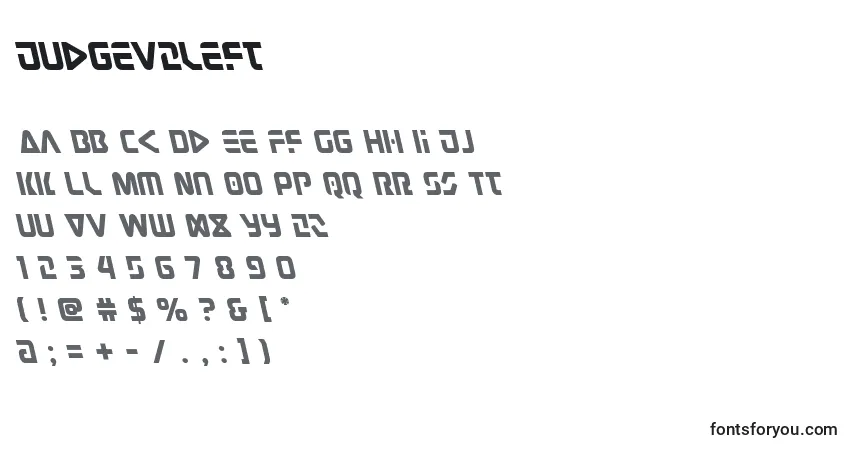 Schriftart Judgev2left – Alphabet, Zahlen, spezielle Symbole