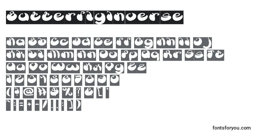 Шрифт ButterflyInverse – алфавит, цифры, специальные символы