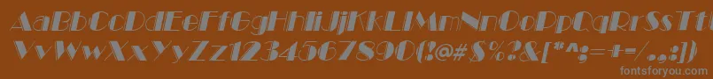 フォントMarqueeengravedItalic – 茶色の背景に灰色の文字