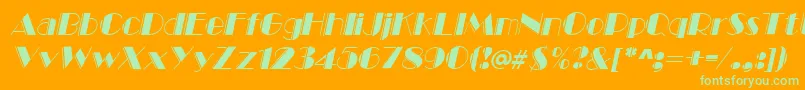 MarqueeengravedItalic Font – Green Fonts on Orange Background