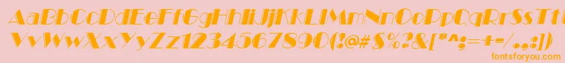 フォントMarqueeengravedItalic – オレンジの文字がピンクの背景にあります。