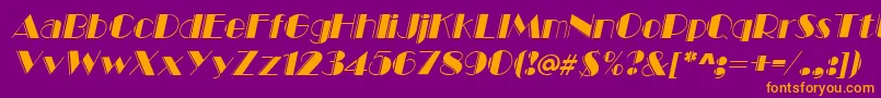 MarqueeengravedItalic Font – Orange Fonts on Purple Background