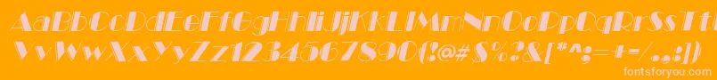 MarqueeengravedItalicフォントについての詳細 フォントMarqueeengravedItalic – オレンジの背景にピンクのフォント
