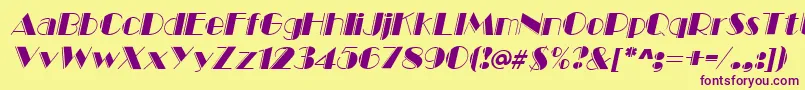 MarqueeengravedItalic Font – Purple Fonts on Yellow Background