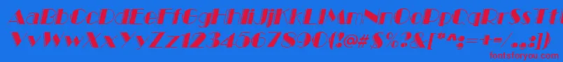 MarqueeengravedItalic Font – Red Fonts on Blue Background