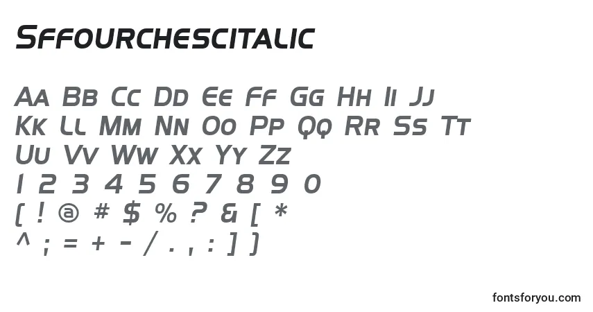 Шрифт Sffourchescitalic – алфавит, цифры, специальные символы