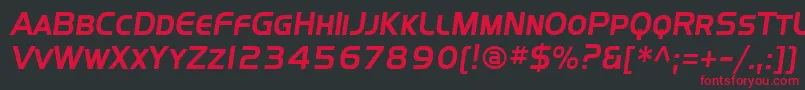 フォントSffourchescitalic – 黒い背景に赤い文字
