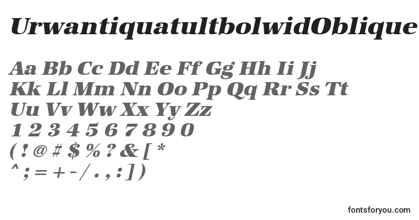 Czcionka UrwantiquatultbolwidOblique – alfabet, cyfry, specjalne znaki