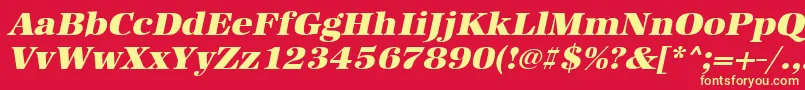 フォントUrwantiquatultbolwidOblique – 黄色の文字、赤い背景