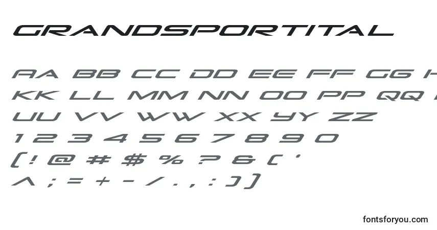 Grandsportital-fontti – aakkoset, numerot, erikoismerkit