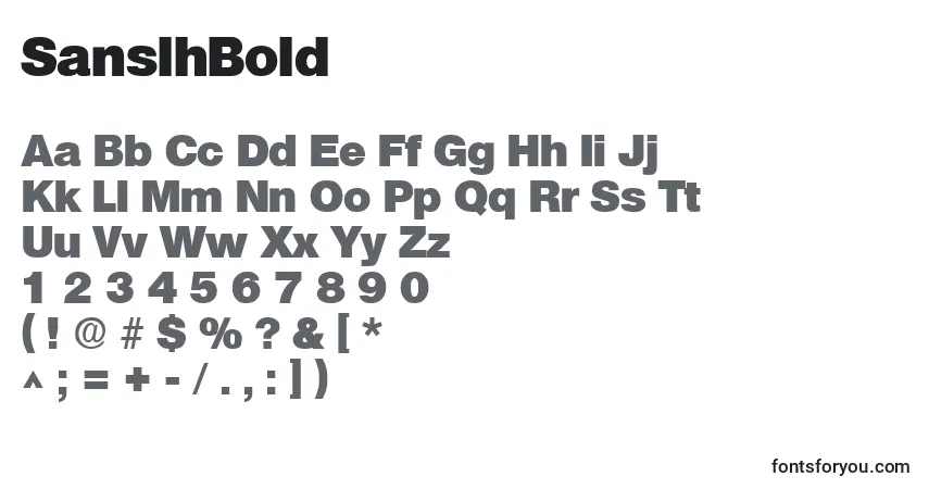 Czcionka SanslhBold – alfabet, cyfry, specjalne znaki