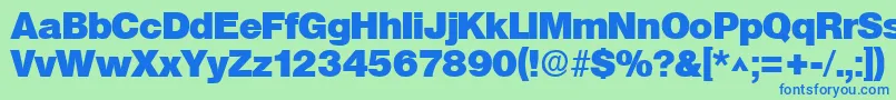 SanslhBold-Schriftart – Blaue Schriften auf grünem Hintergrund