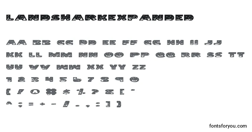 A fonte LandSharkExpanded – alfabeto, números, caracteres especiais