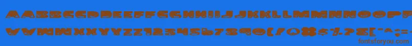フォントLandSharkExpanded – 茶色の文字が青い背景にあります。