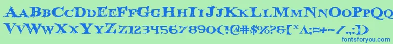 BloodCrowExpanded Font – Blue Fonts on Green Background