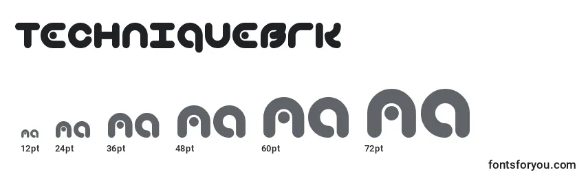 Размеры шрифта TechniqueBrk