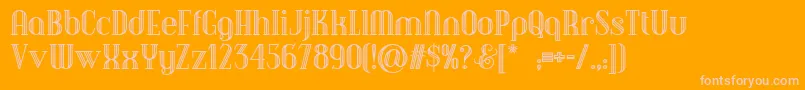 Debonair ffy-Schriftart – Rosa Schriften auf orangefarbenem Hintergrund