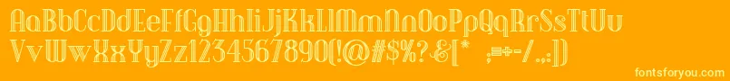 Debonair ffy-Schriftart – Gelbe Schriften auf orangefarbenem Hintergrund