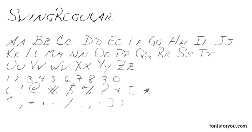 Czcionka SwingRegular – alfabet, cyfry, specjalne znaki