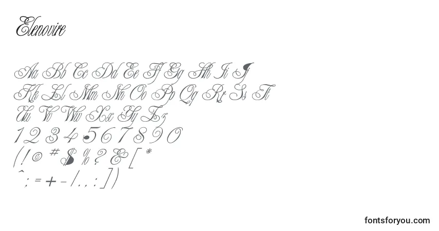 Czcionka Elenovire – alfabet, cyfry, specjalne znaki